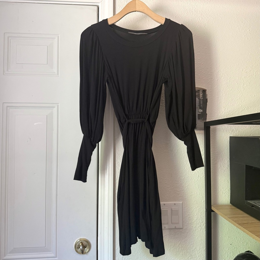 FOXBLOOD black puff long sleeve belted knit mini dress